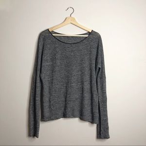 VINCE 100% Linen Lamb Leather Trim Tee Medium